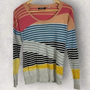 Nic Zoe Striped Knit Sweater Size‎ Small Colorblock Pullover Multicolor Round S